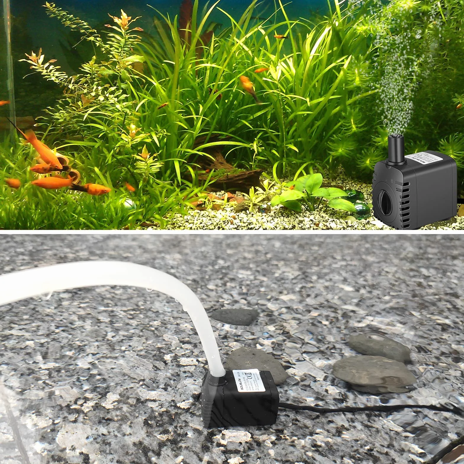 8 W Pompa dell'acqua sommergibile 600 L/H AC220-240 V con 2 ugelli per acquario acquario laghetto fontane giardino sistema