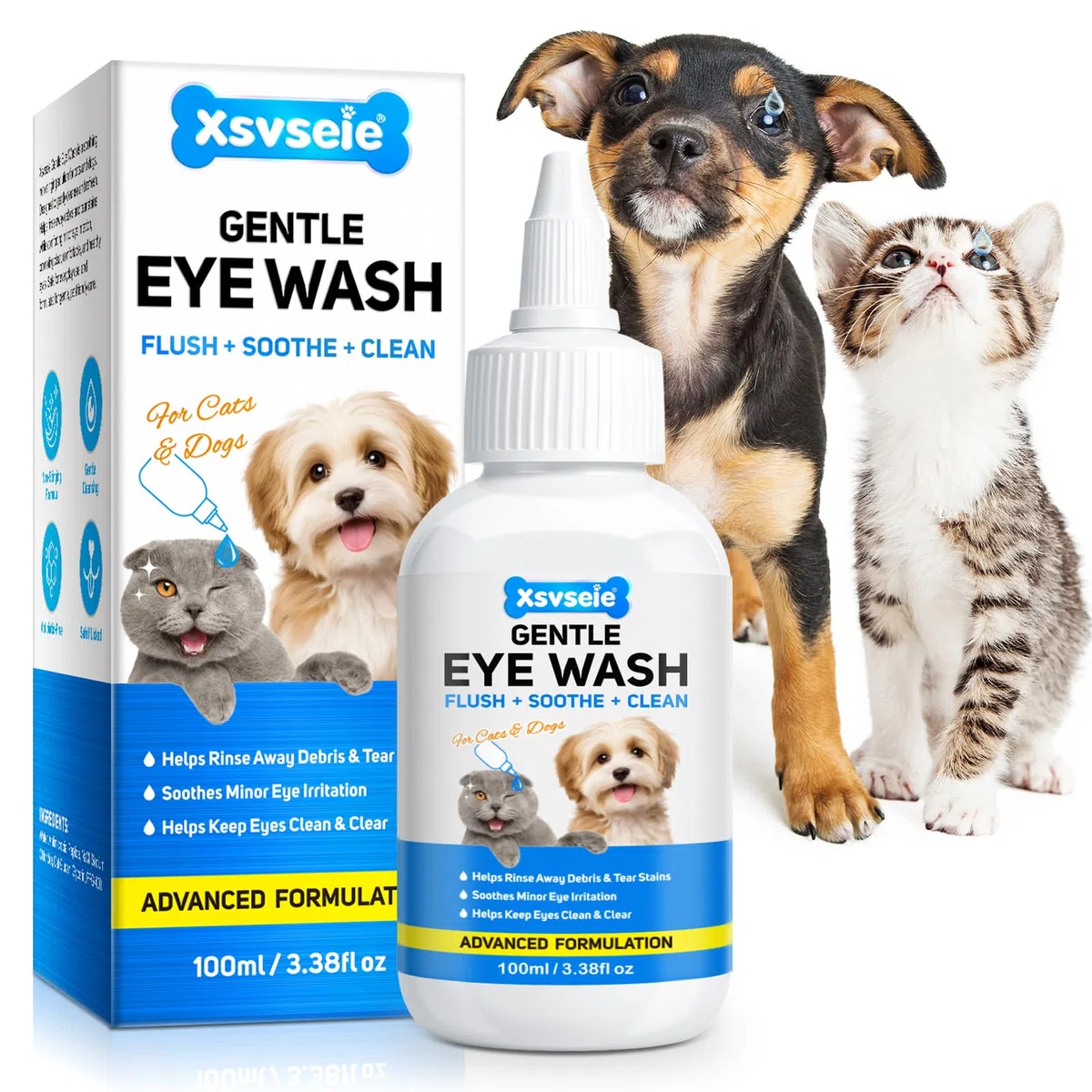 Eye Rinse for Dogs, 100ML Collirio per Cani e Gatti 100% Naturale - Pulizia Occhi Cane (contagocce) - Gocce Argento Colloidale