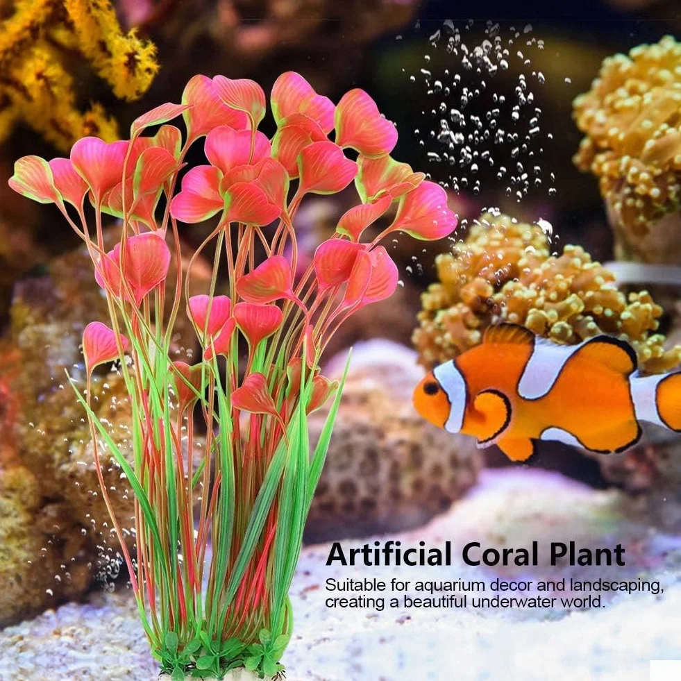 Piante acquatiche artificiali realistiche per Acquari Piante di plastica Erba Ornament Fish Tank Artificiale decorativi Piante subacquee Accessori Acq