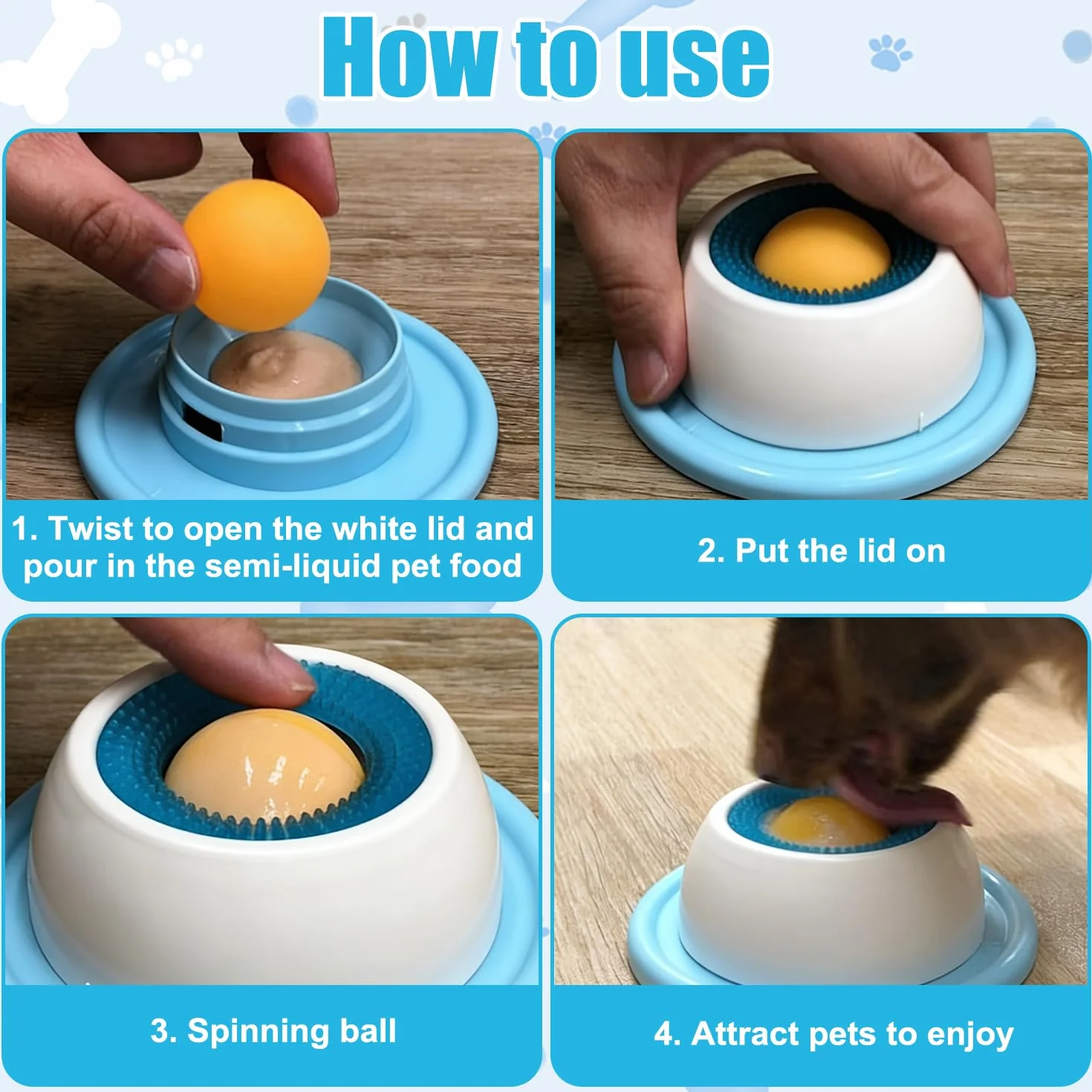 Lick Bowl per cani, 2PCS Dispenser per leccare la palla, Dog Lick Toy, Giocattoli per cani e gatti per cibo liquido, Ciotola da leccare per cani, Cane Slow Feeder Lick Bowl, per addestramento (B)