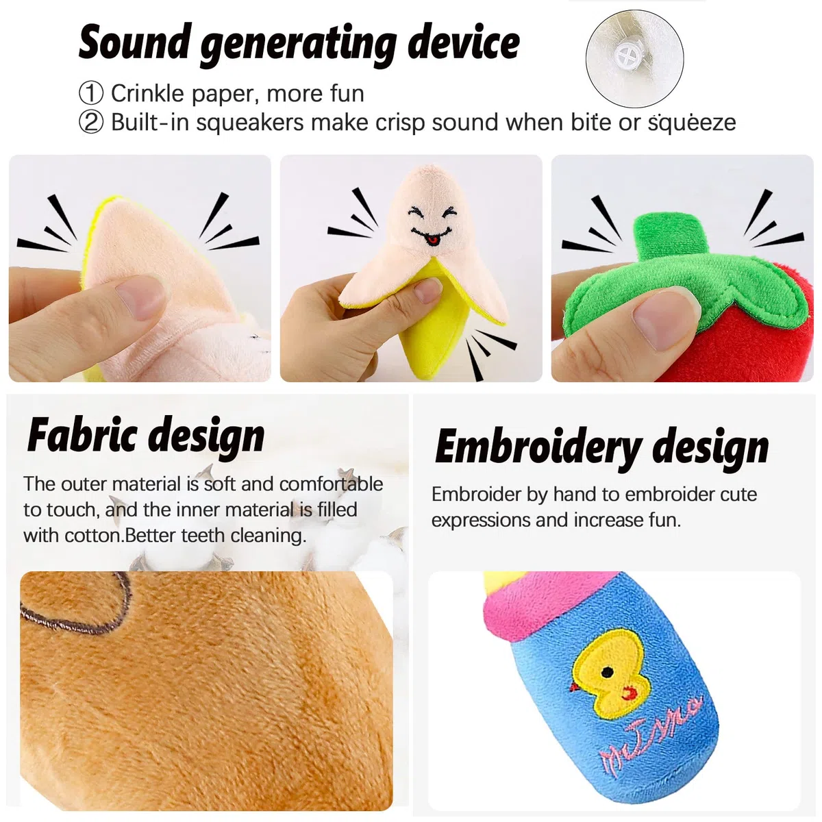 Cielbleu 10 Pezzi Giocattoli di Peluche per Cani, Peluche per Cani con Squeak Giocattoli da Masticare, Interattivi Giochi Peluche per Cani di Piccola,Media