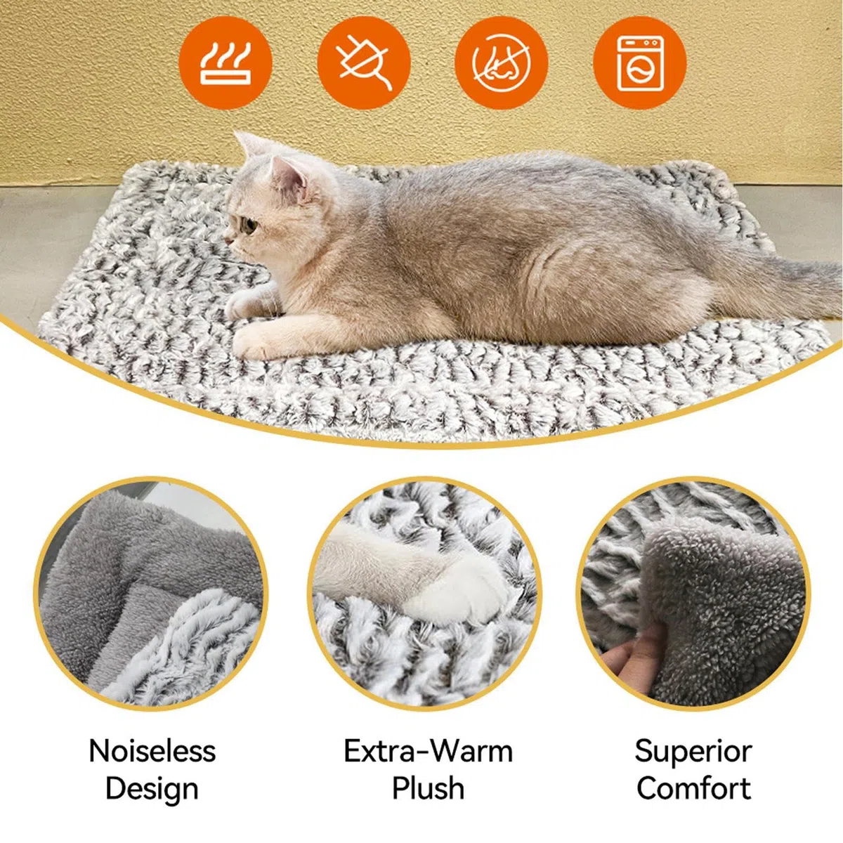 Tappetino riscaldante per gatti, autoriscaldante per esterni, coperta in peluche antiscivolo per piccoli animali, cuccioli, gattini, conigli, viaggi, gabbia invernale, divano, angoli