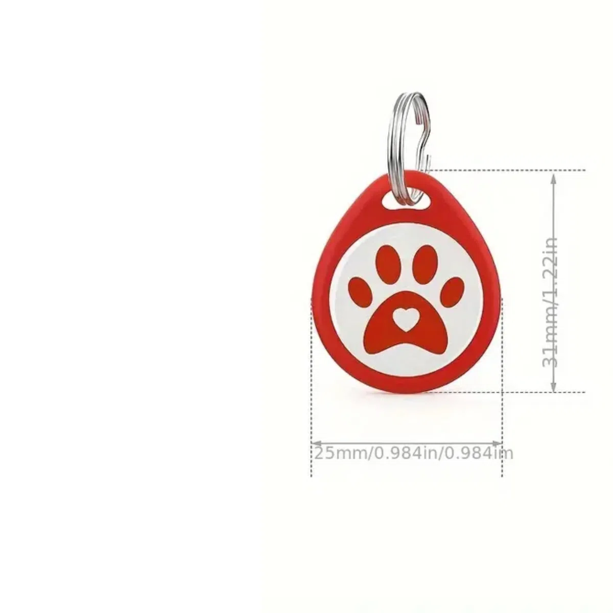 AIR Tag ID Intelligente per Animali con QR Code, Medaglietta in Resina ABS per Cani e Gatti, Design Zampa, 25mm, Rosso e Nero, per non perdere il tuo amico peloso.