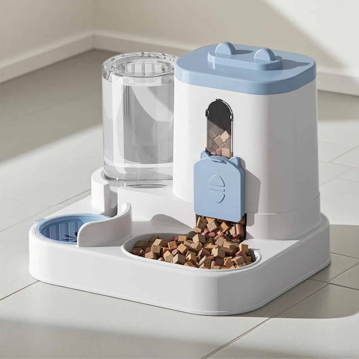 Distributore Automatico Cibo e Acqua 2 in 1 per Gatti e Cani, Mangiatoia con Serbatoio, Ciotole Igieniche con Separatore Asciutto/Umido