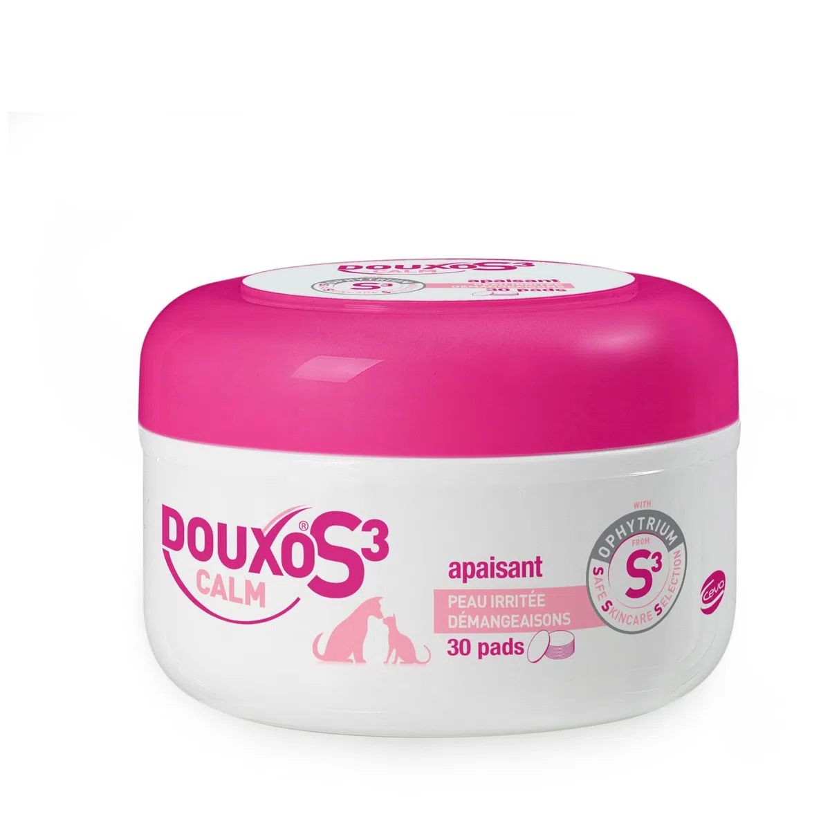 Douxo S3 Calm Pads, 30 Cotoni impregnati di un trattamento lenitivo per cani e gatti con allergie, prurito o arrossamento