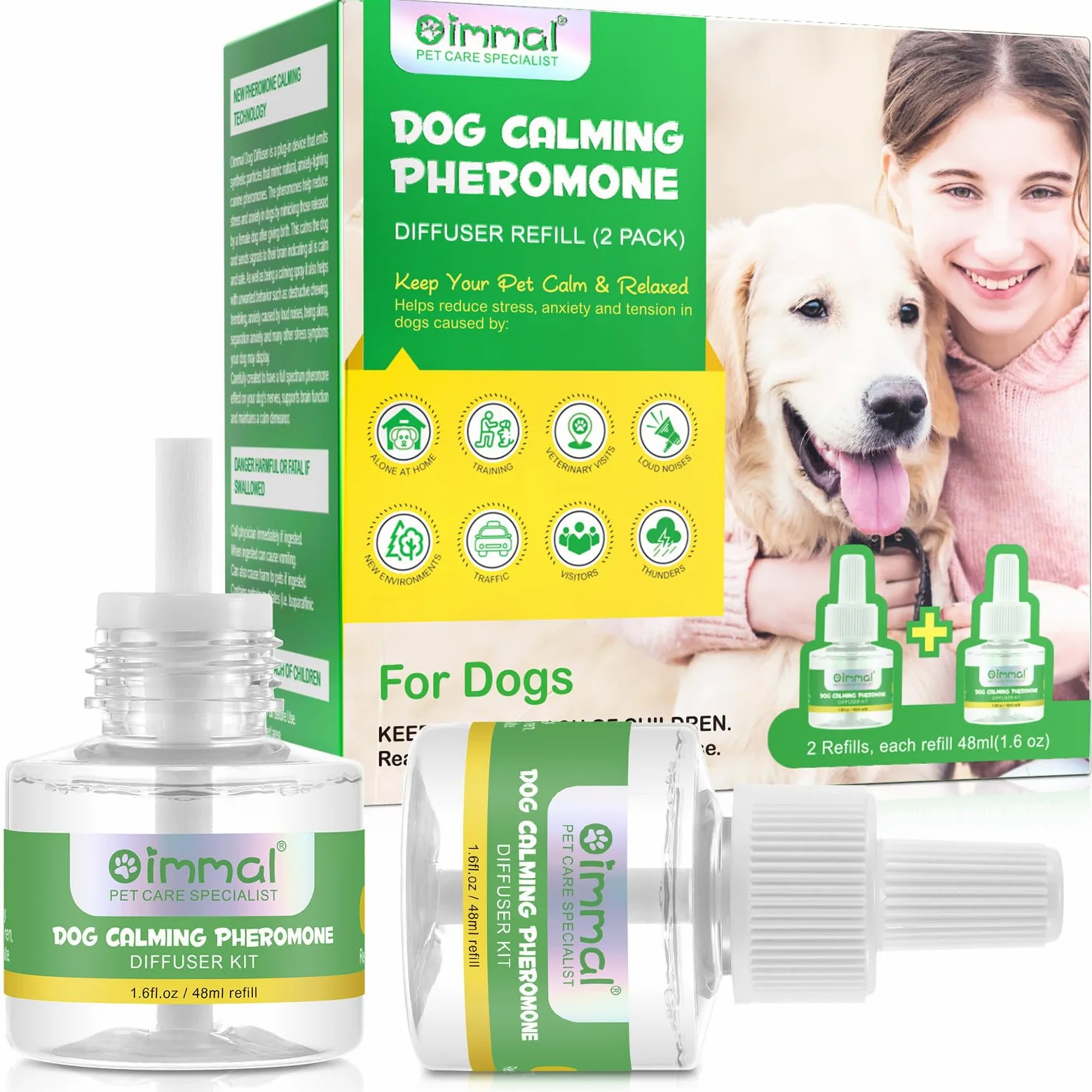 Ricarica Del Diffusore Del Feromone Calmante | Ricariche Di Rimedio Per Animali Domestici 60Giorni,Aiutare A Ridurre L'Ansia Lo Stress Nei gatto Domestici,Sollievo All'Ansia Rimani Più Calmo (Cani)