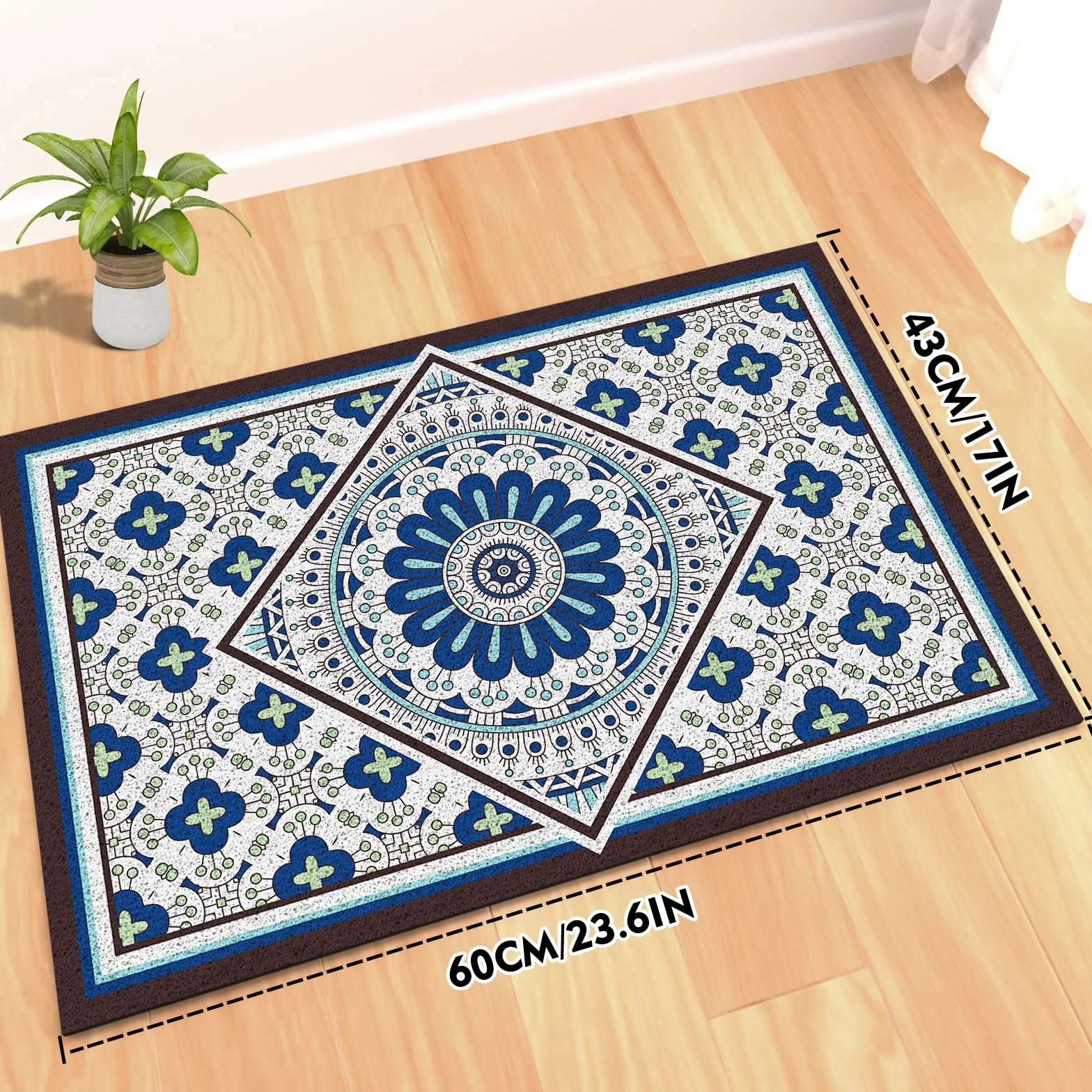 Tappetino per lettiera Bohemian Kitty 60 x 43 cm, tappetino per lettiera antiscivolo e lavabile, tappetino per cibo per gatti facile da pulire per controllare gli schizzi, protezione per il pavimento