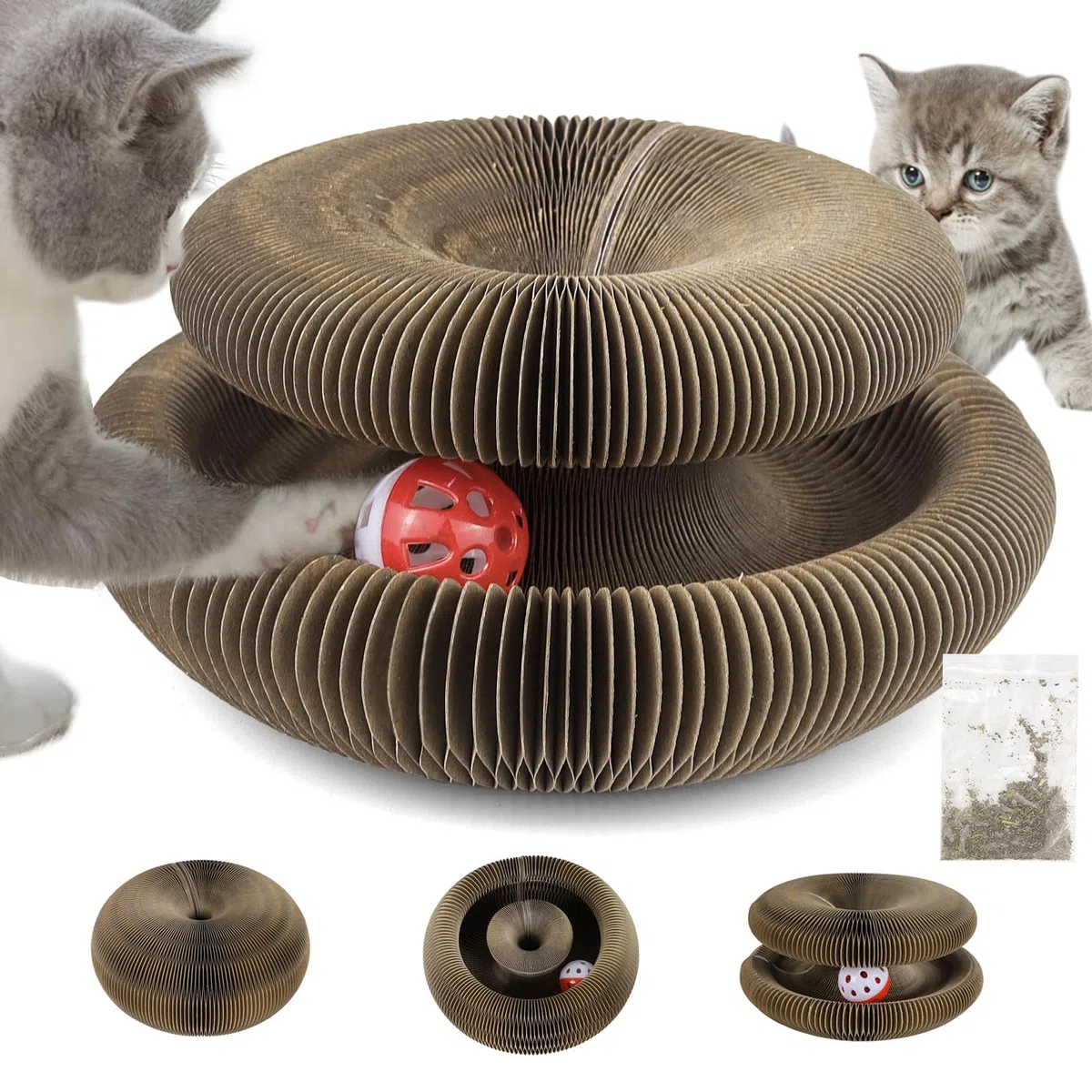 Magic Organ Cat Scratching Board Graffiatoio per Gatti con Palla di Campana Giocattolo per Gatti