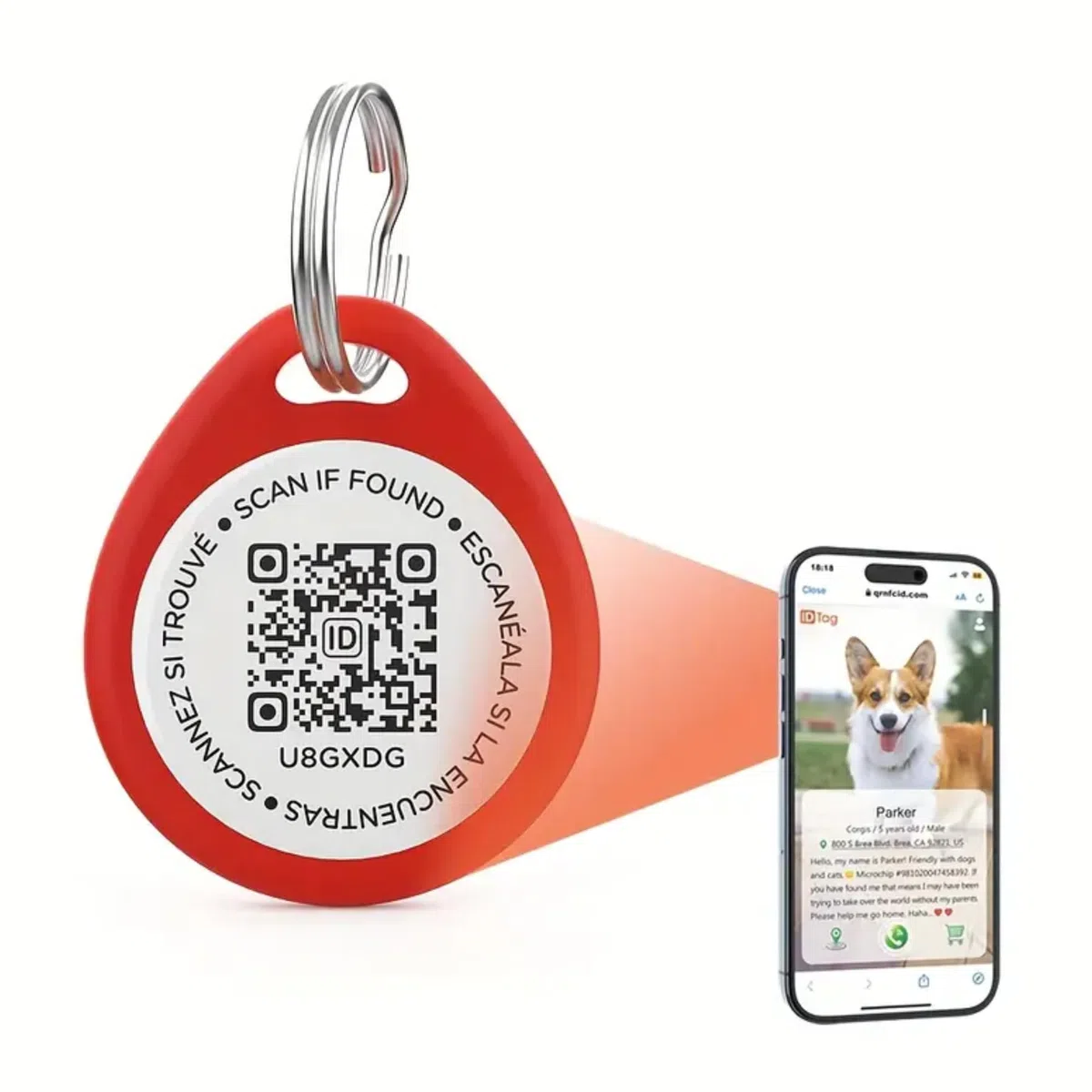 AIR Tag ID Intelligente per Animali con QR Code, Medaglietta in Resina ABS per Cani e Gatti, Design Zampa, 25mm, Rosso e Nero, per non perdere il tuo amico peloso.