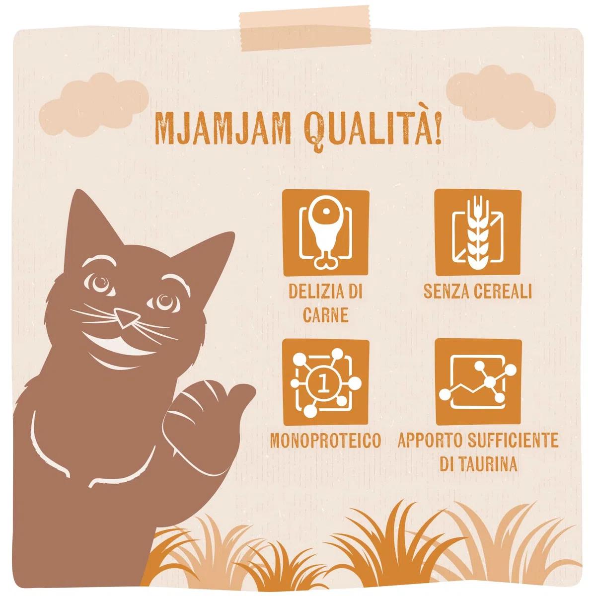 MjAMjAM - cibo umido premium per gatti - puro piacere della carne - pollo succoso puro, confezione da 6 (6 x 400 g), senza cereali con carne extra