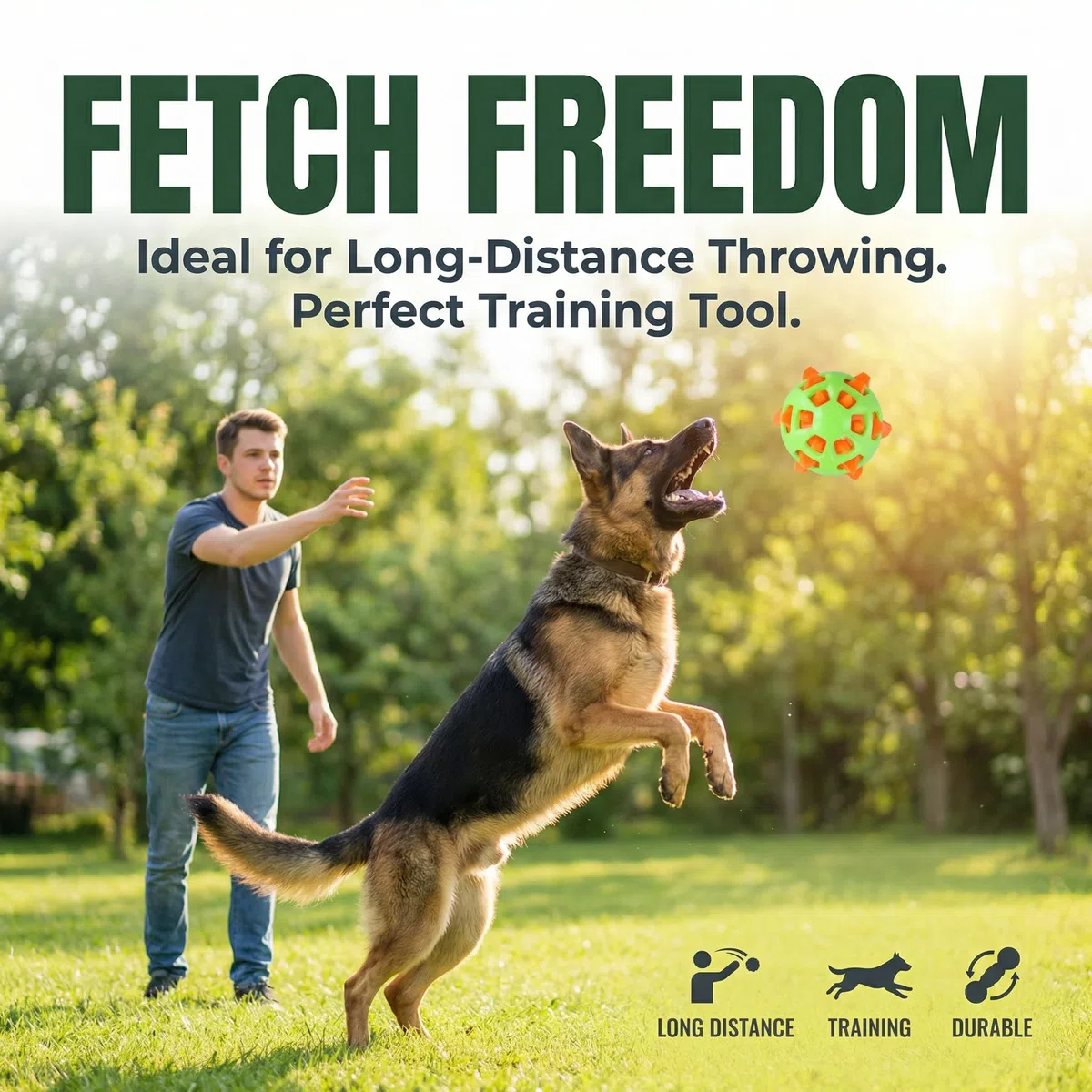 Joyan Palla da Gioco per Cani, Palla di Gomma per Cani, Pallina Resistente per Cane Bicolore, Palline per Cane Grandi con Punte Morbide, può Alleviare la Noia, Pulire i Denti (Arancione, Verde)