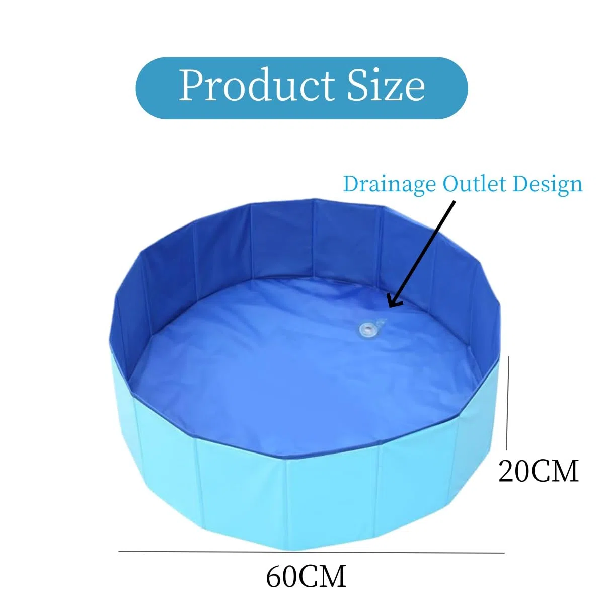 Piscina Pieghevole per Cani e Gatti, Vasca da Bagno in PVC Antiscivolo, 60 x 20CM (L)