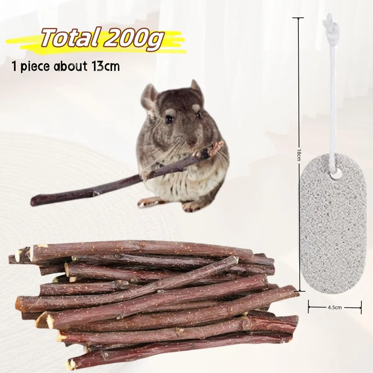 Legno di Melo per Coniglio,200g Mela Bastoncini da Masticare,Giocattoli da Masticare per Criceto,Bastoncini di Mele Naturali,con Pietra Minerale,per Conigli,Porcellini D'india