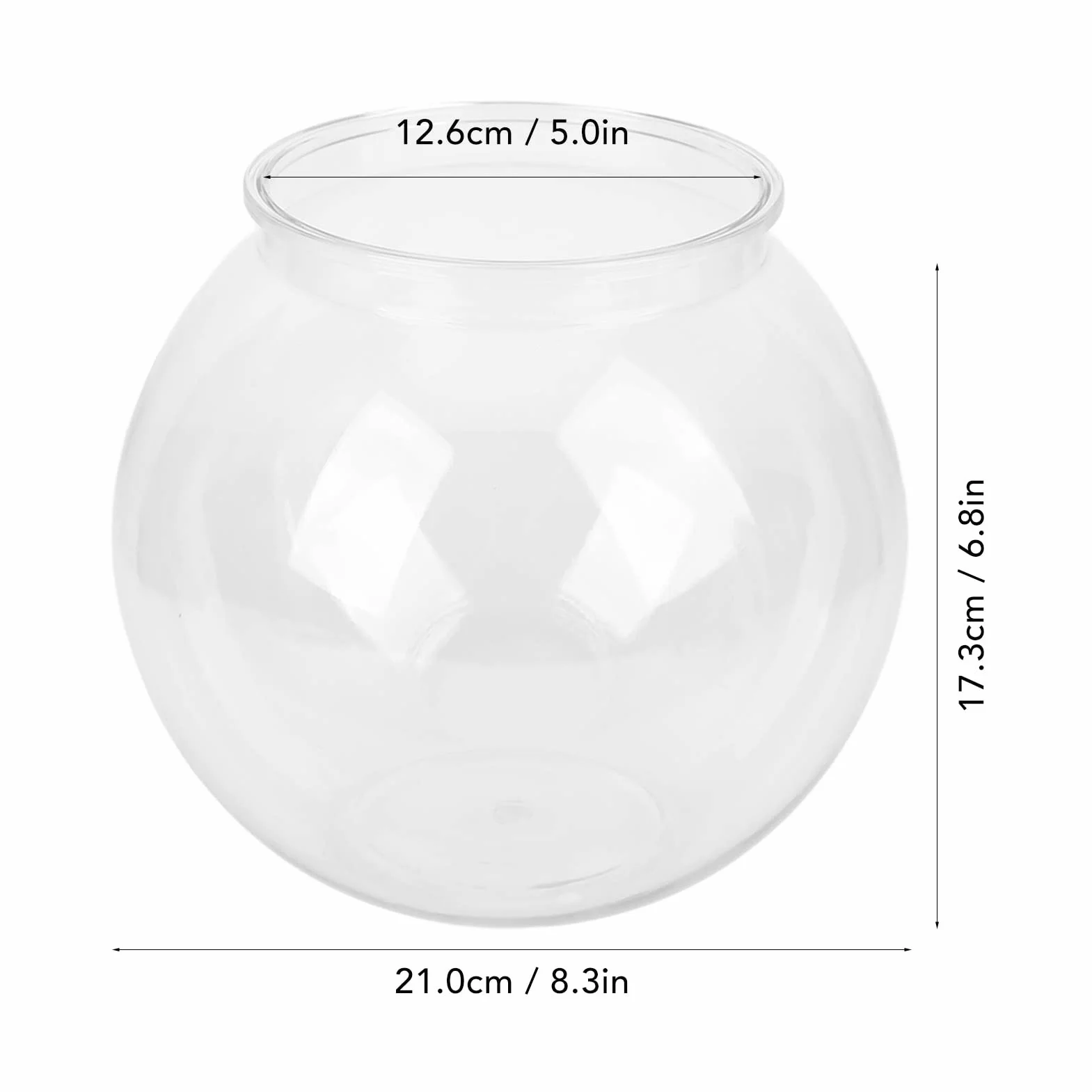 Acquario Rotondo in Plastica Trasparente, Vasca per Pesci Multifunzionale, Decorativo per Scrivania e Libreria, Dimensione L