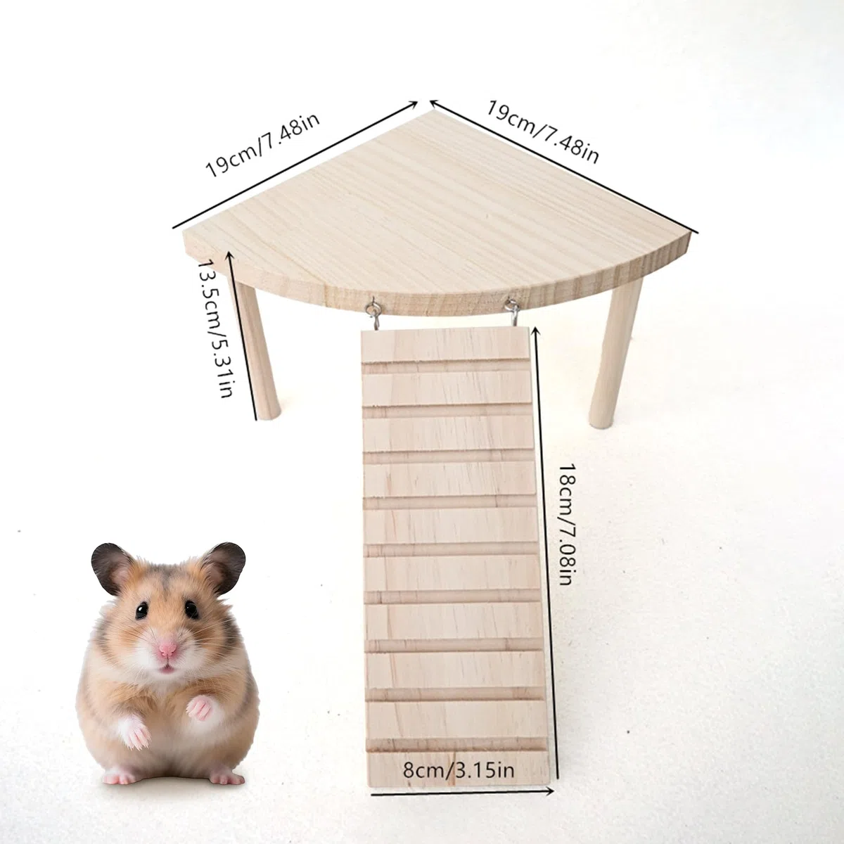 Hamster Plattform - Piattaforme per Criceti - Piattaforma In Legno per Cricet - Accessori per Gabbie Con Scaletta,Adatti per Criceti,Gerbilli,Topi,Cincillà E Altri Piccoli Animali Domestici