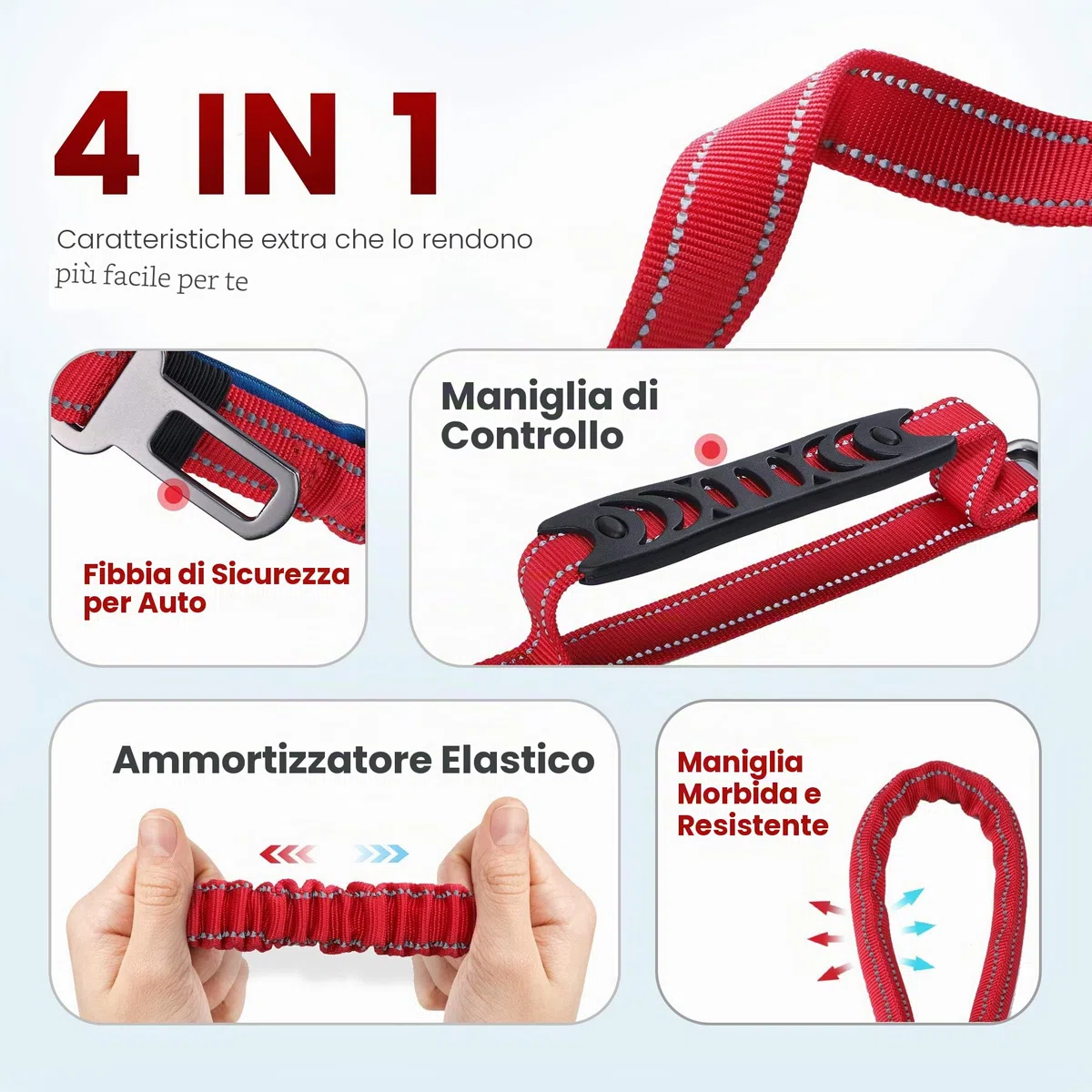 Iokheira Guinzaglio per Cani, Lunghezza Regolabile istantaneamente 1/1.5m, guinzaglio Multifunzionale Riflettente con moschettone in Girevole Resistente per Cani di Taglia Media e Grande