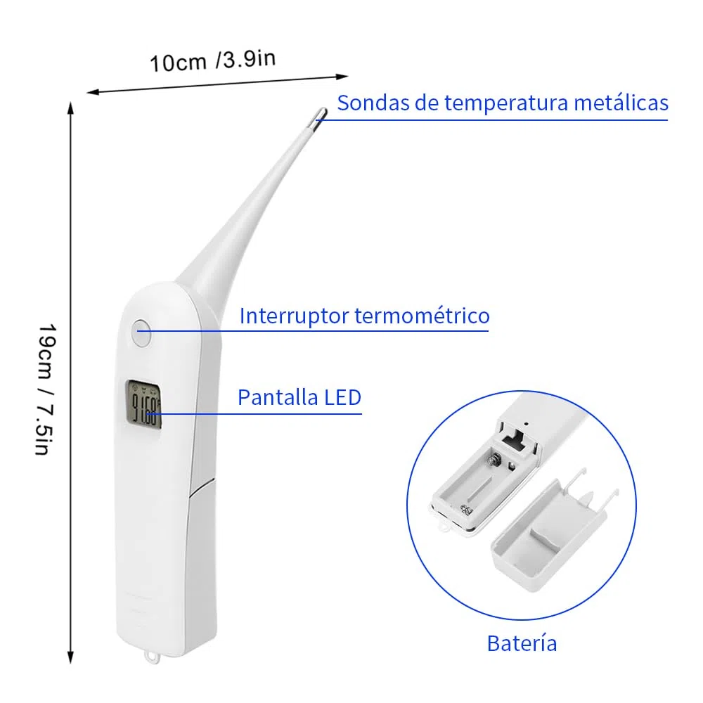 BORDSTRACT Termometro Elettronico Veterinario, Termometro Per Animali Domestici E Bovini, Display LCD, Grado, Facile da Pulire E Disinfet
