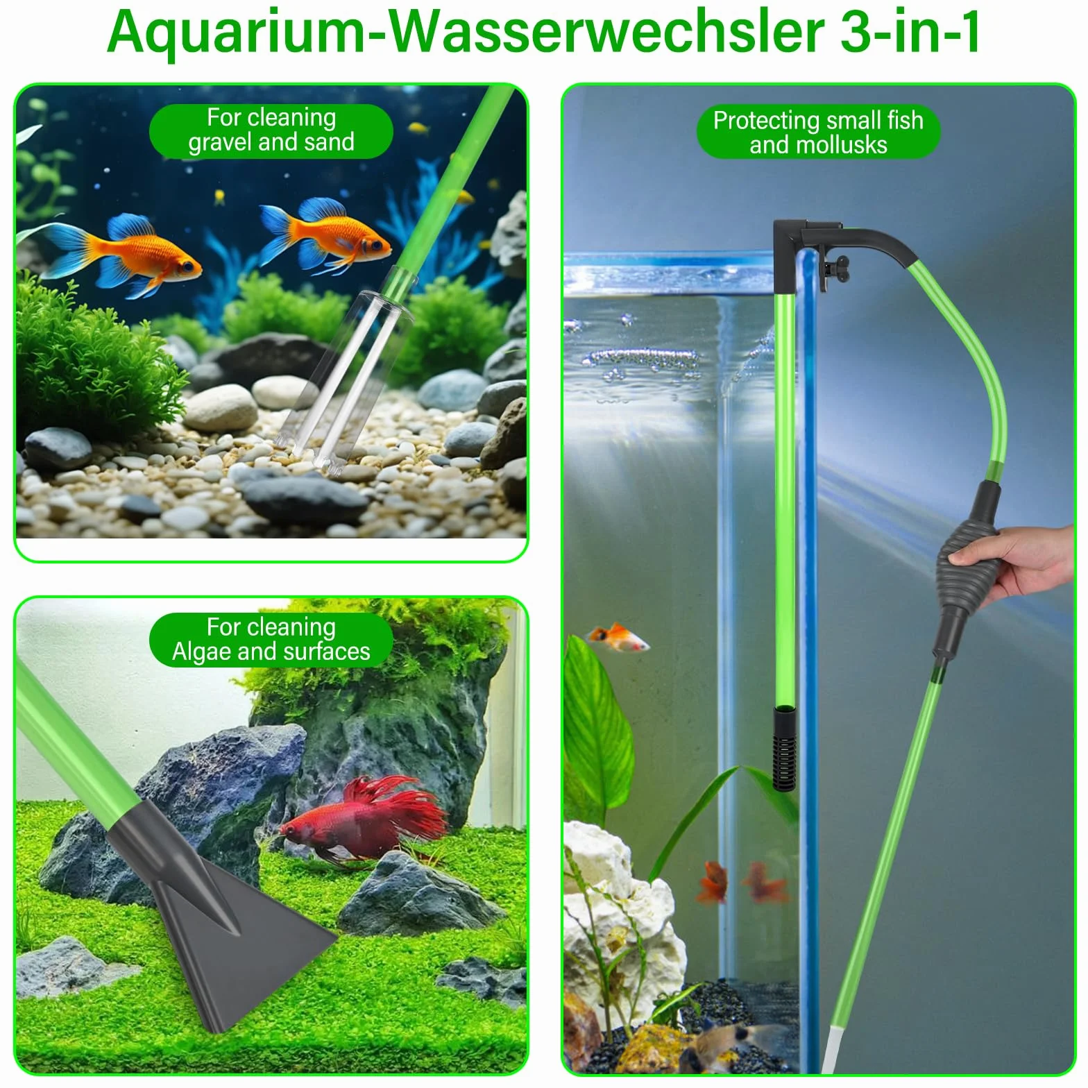 Weinsamkeit Sifone Acquario E Pulizia Acquario Set, Ghiaia Facile da Pulire E Cambiare L'Acqua, Inclusi 15 Accessori Come Il Tubo, con Guida All'Installazione