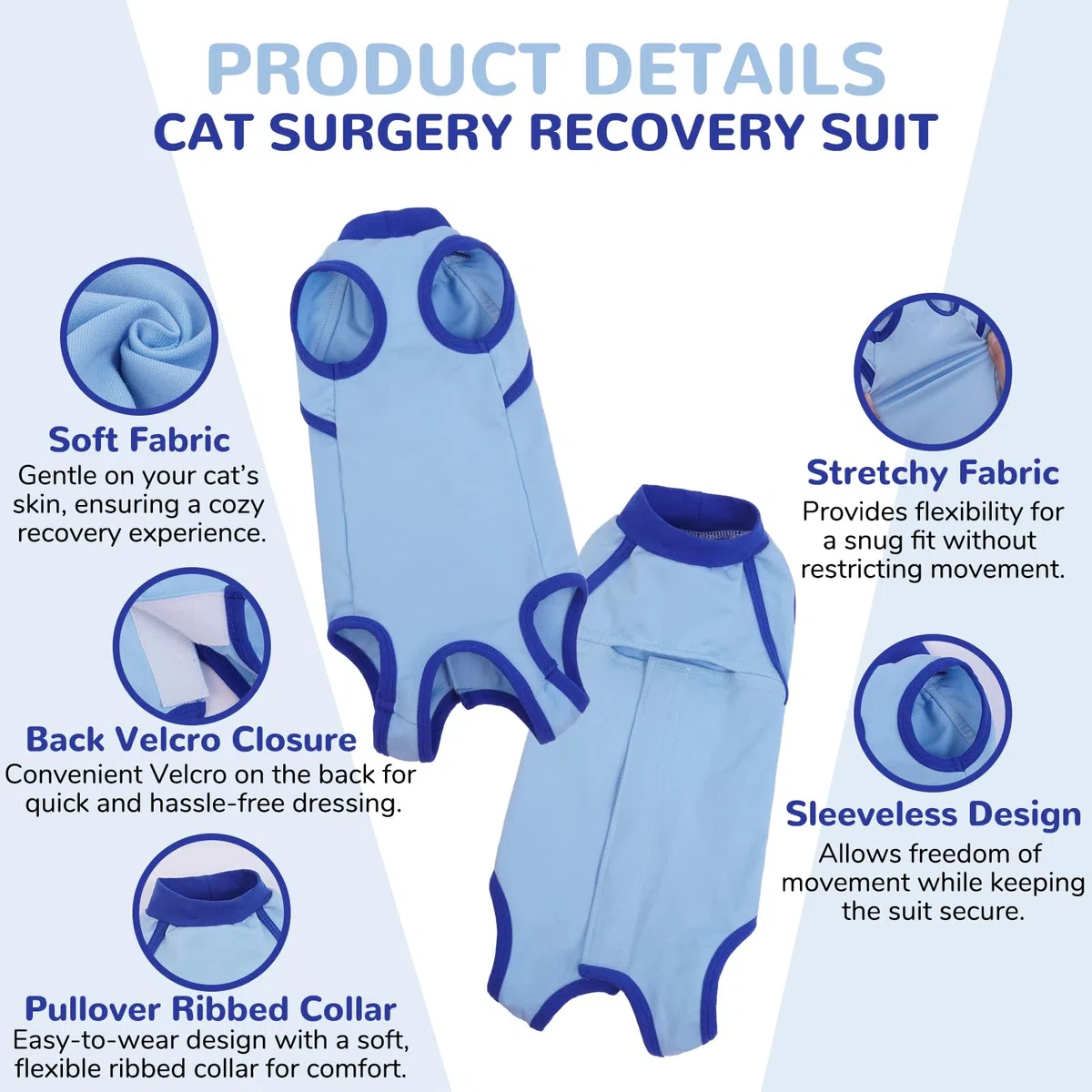 Body Gatto Post Operatorio, Tutina Gatto Post Operatoria Sterilizzata, Tuta Post Operatoria Gatto Femmina e Maschio, E-Collar Alternativa, Impedisce Leccare Ferita Addominale Dopo Chirurgia
