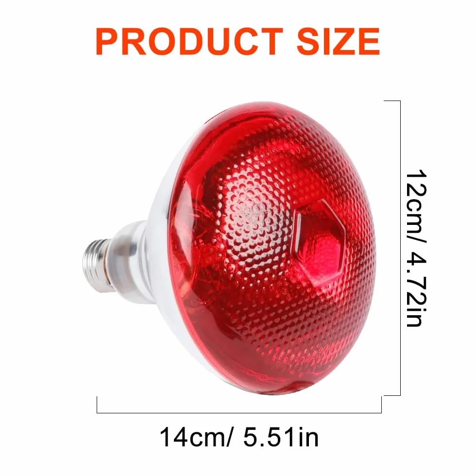 Lampada Infrarossi Riscaldante, 250W Reptile Lampada Riscaldantes, Lampadina Riscaldante E27, Lampadas per Tartarughe di Terra, per Polli, Cani, Maiali, Tartarughe, Lucertole