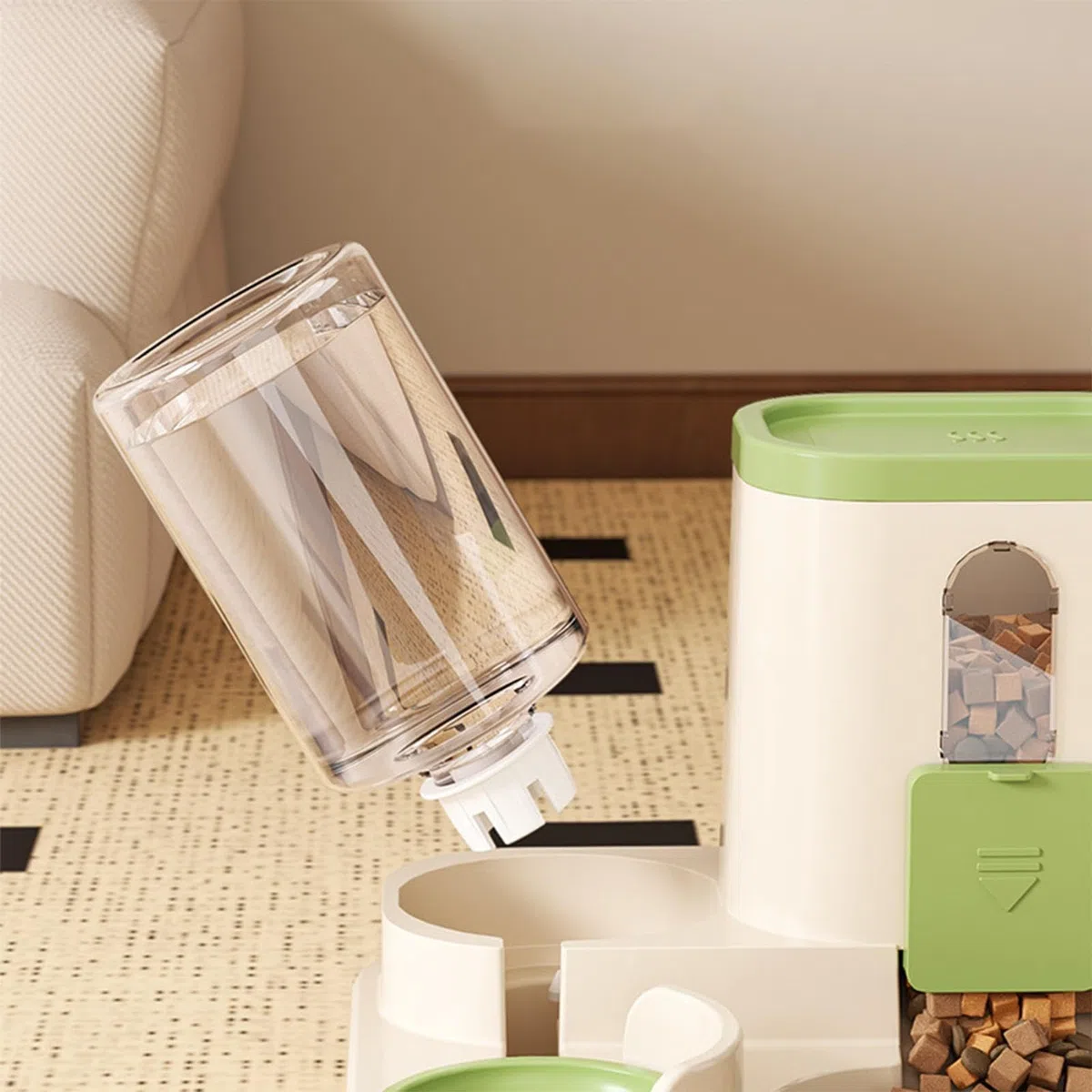 Générique Dispenser Per Cibo E Acqua Per Animali Domestici, Dispensatore Automatico Per Gatti E Cani, Alimentatore E Bevitore Di Acqua, Materiale PP Sicuro, Facile Da Riempire E Pulire