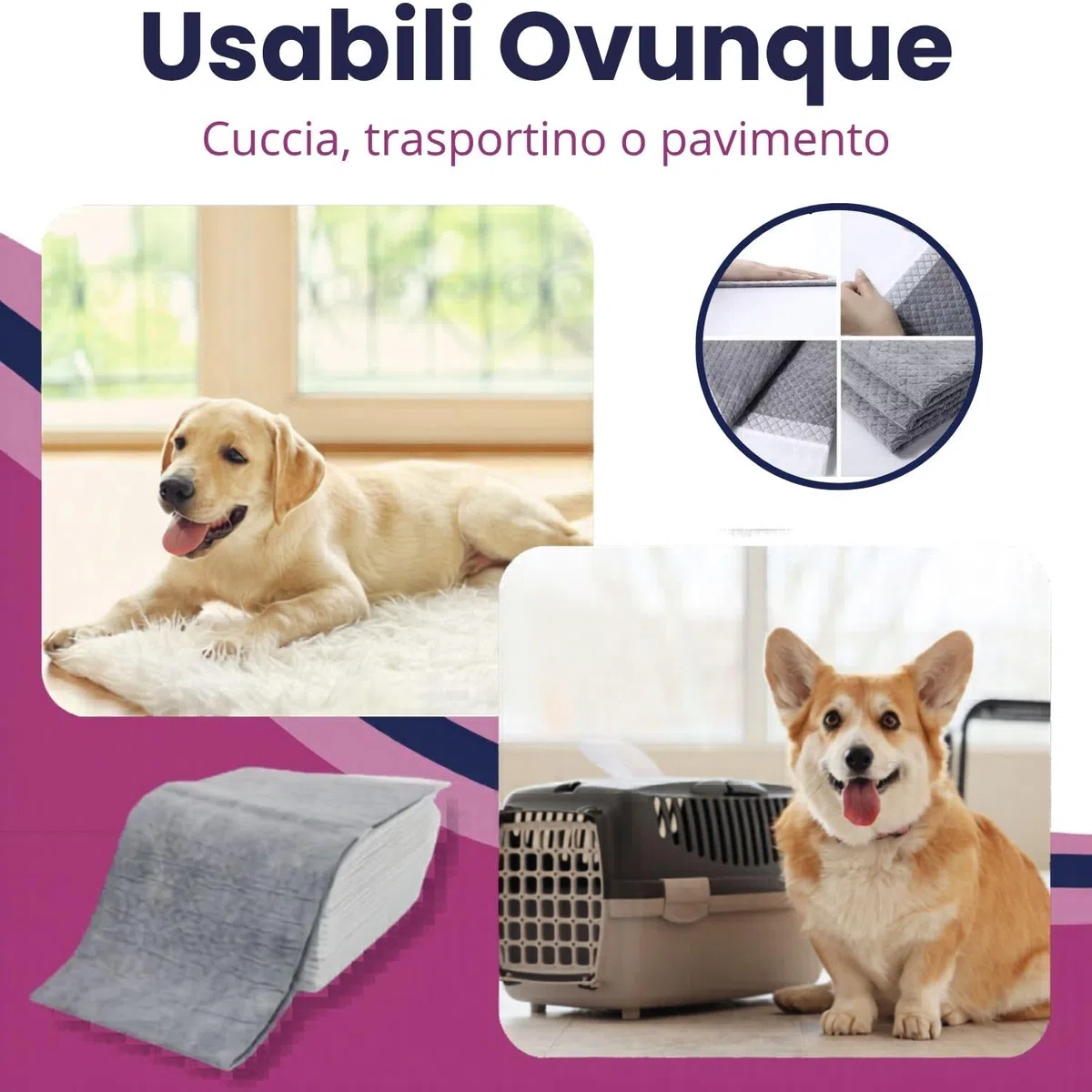 Mama Shop Traversine per Cani al Carbone Attivo, 60x90 cm, Super Assorbenti e Antiodore, Tappetini Igienici per Cani Grandi e Cuccioli, Confezione da 30 Pezzi, Uso Domestico e Addestramento