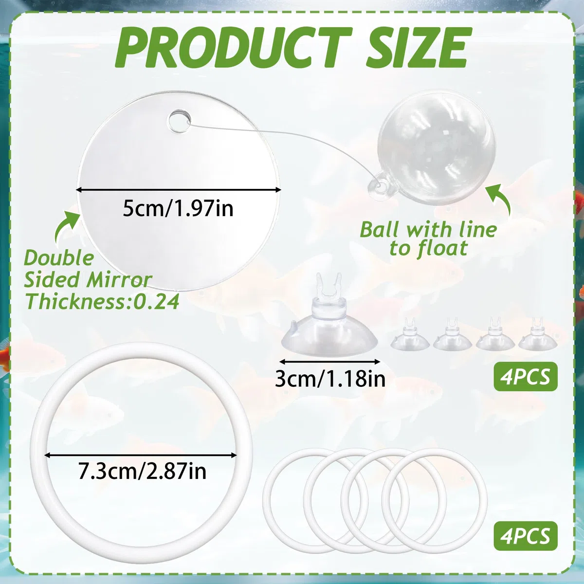 Betta Toys per acquario con specchio Betta, 4 anelli per l'alimentazione dei pesci per piccoli acquari, giocattoli per l'addestramento dei pesci, l'esercizio fisico, l'arricchimento delle tartarughe