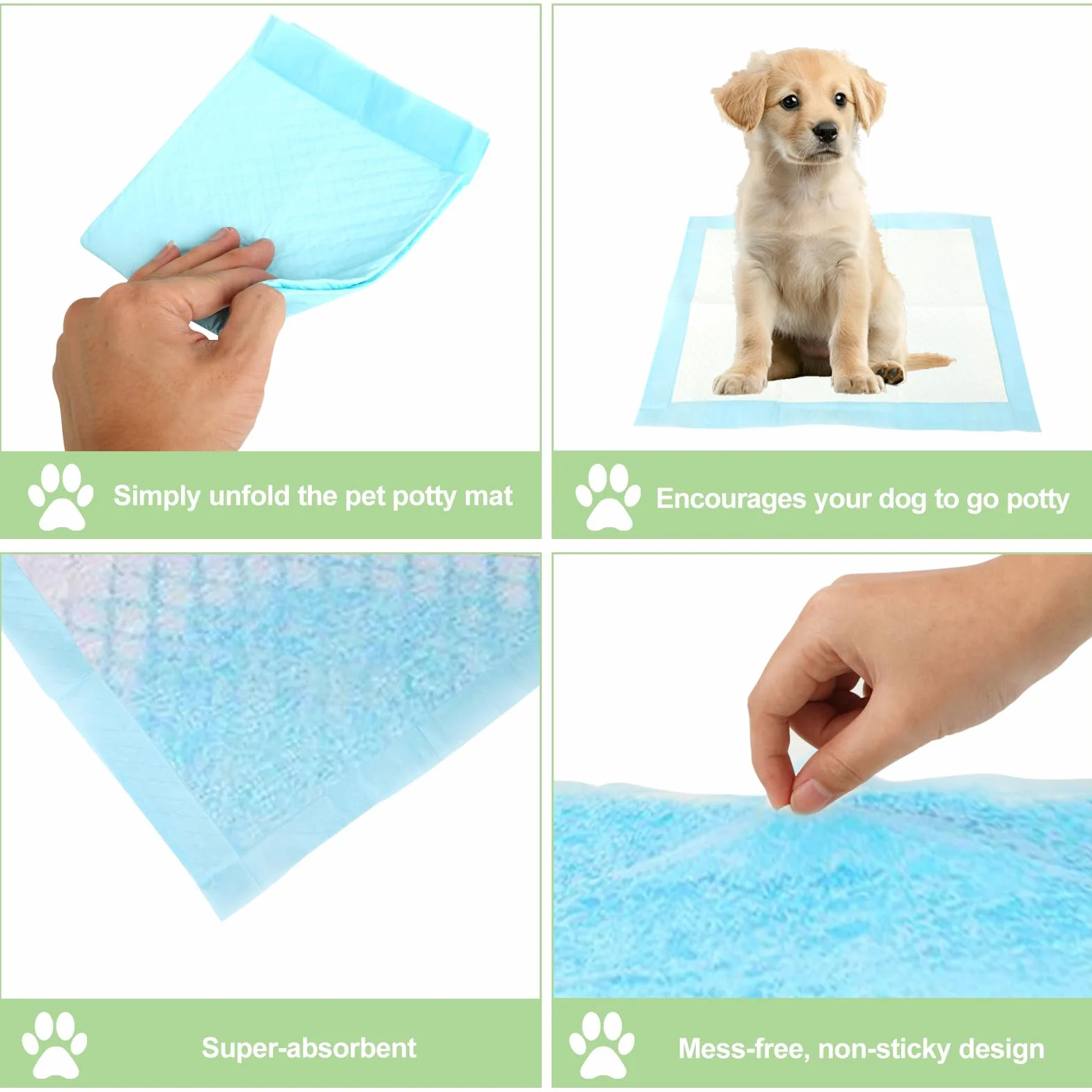 100 Pezzi Tappetini Igienici per Cani - 33 x 45cm Traversina Tappetino Cane Pipi Assorbenti Igienico l'Addestramento - Design a 6 strati a Prova di Perdite con Superficie ad Asciugatura Rapida