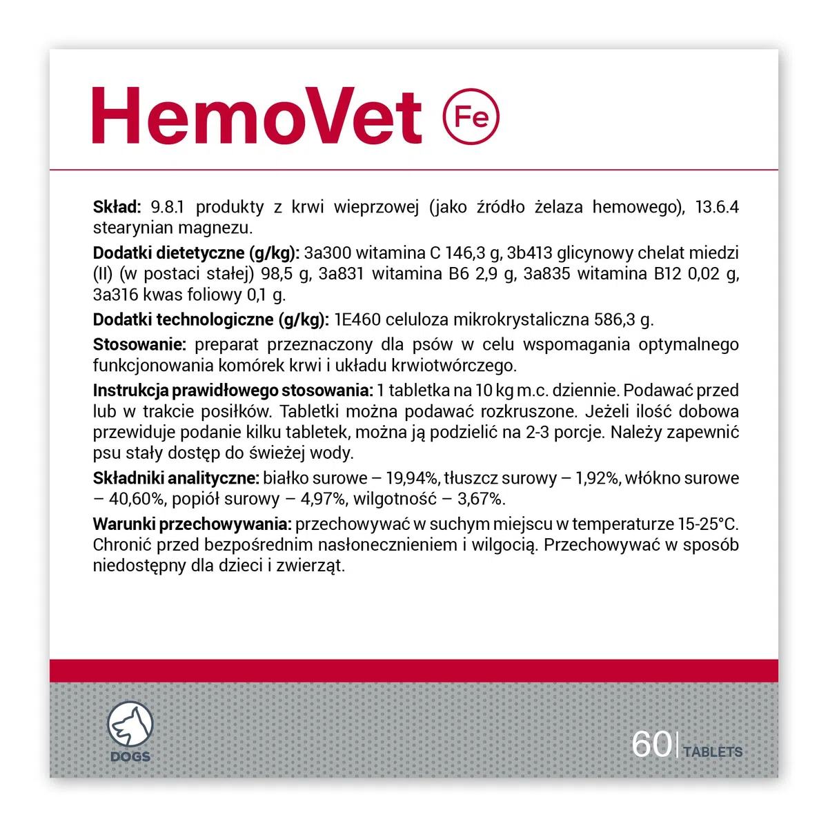 VetExpert HemoVet | 60 Compresse | Integratore Alimentare per Cani | Con Ferro, Rame e Vitamine