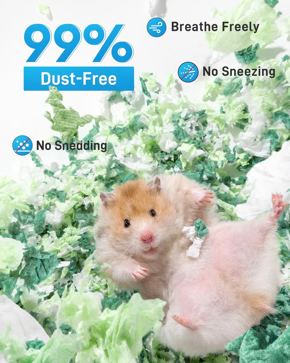 BUCATSTATE Hamster Bedding - Biancheria da letto da 15 l, 99% priva di polvere e antiodore, in carta naturale, per conigli, ratti, criceti siriani, ricci, verde menta