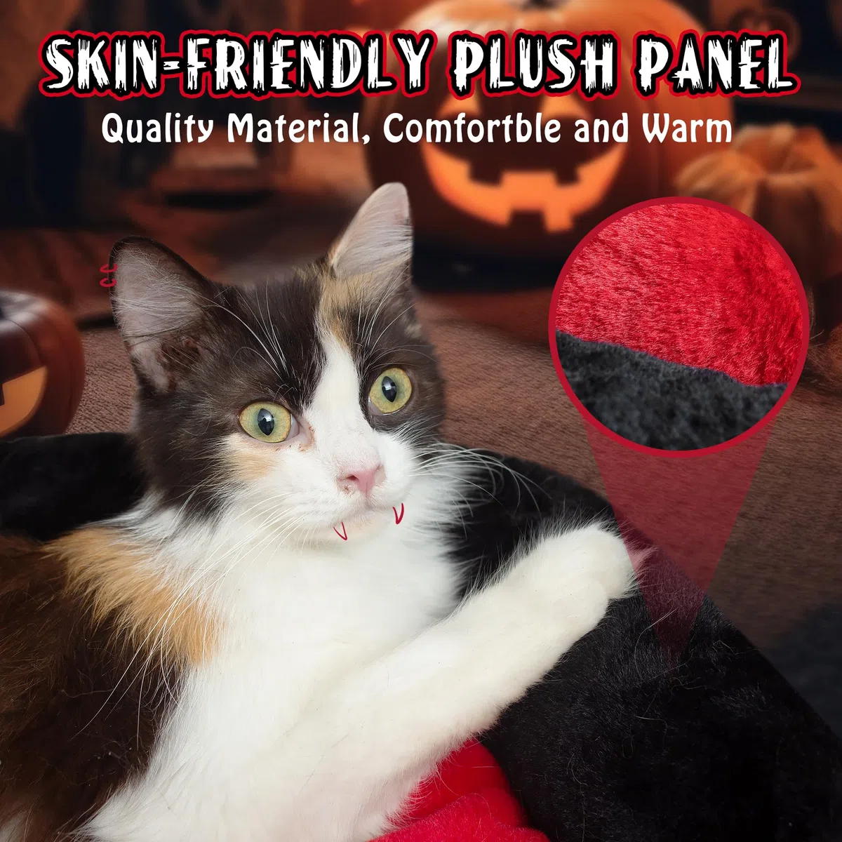 Fantasreen Gothic Cat Beds Fits up to 25 lbs, Washble Coffin Cat Bed, Goth Pet Bed, Halloween House 24 * 16.9 Inch, Red & Black Small