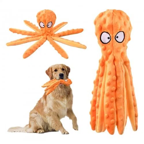Giochi con Squeak per Cani Giocattoli per Cane Non Riempiti Sicuri, Giocattoli per Polpi per Animali Domestici Polipo Peluche Giocattoli da Masticare con Carta Increspata