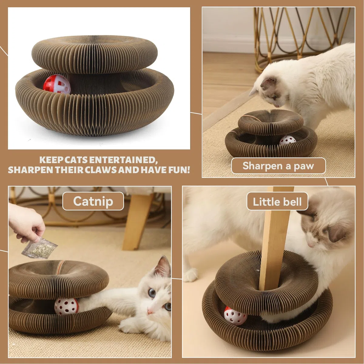 Magic Organ Cat Scratching Board Graffiatoio per Gatti con Palla di Campana Giocattolo per Gatti