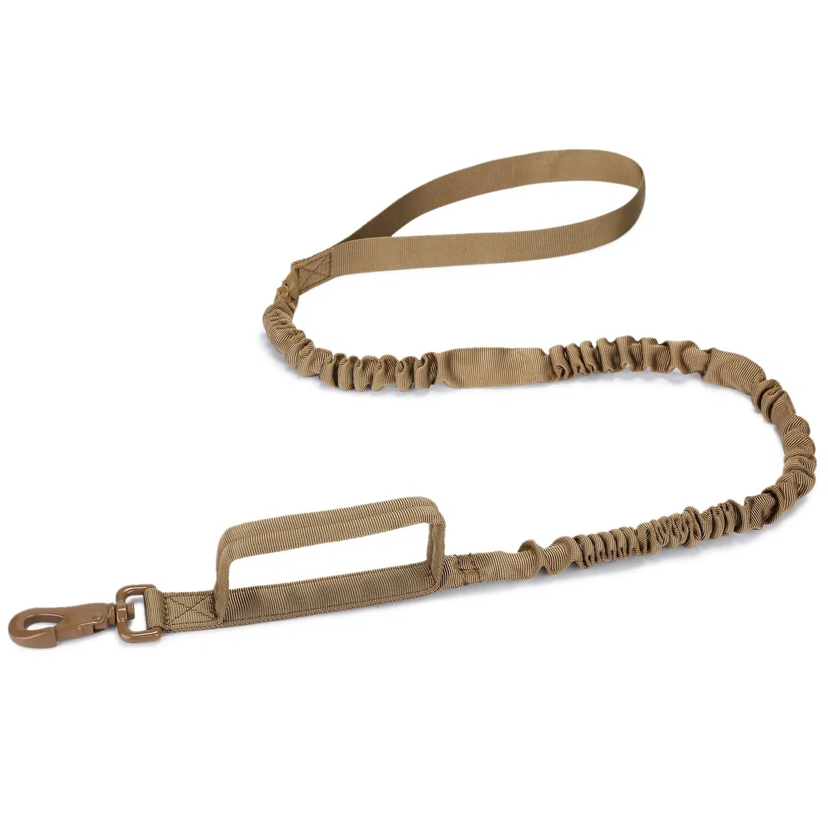 HUNTVP Guinzaglio per Cani Tattico Regolabile con 2 Maniglie di Comando, Lunghezza 97-150 cm, Guinzaglio in Nylon Militare per Corsa, Addestramento, Camminata Notturna, Marrone