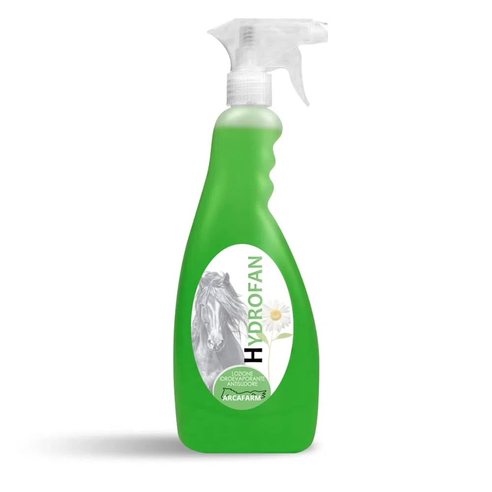 Hydrofan - Spray Leva Sudore per Cavalli da 750 ml, lozione idroevaporante per rimuovere il sudore dal manto, asciugatura rapida del cavallo dopo il lavoro, 100% Made in Italy