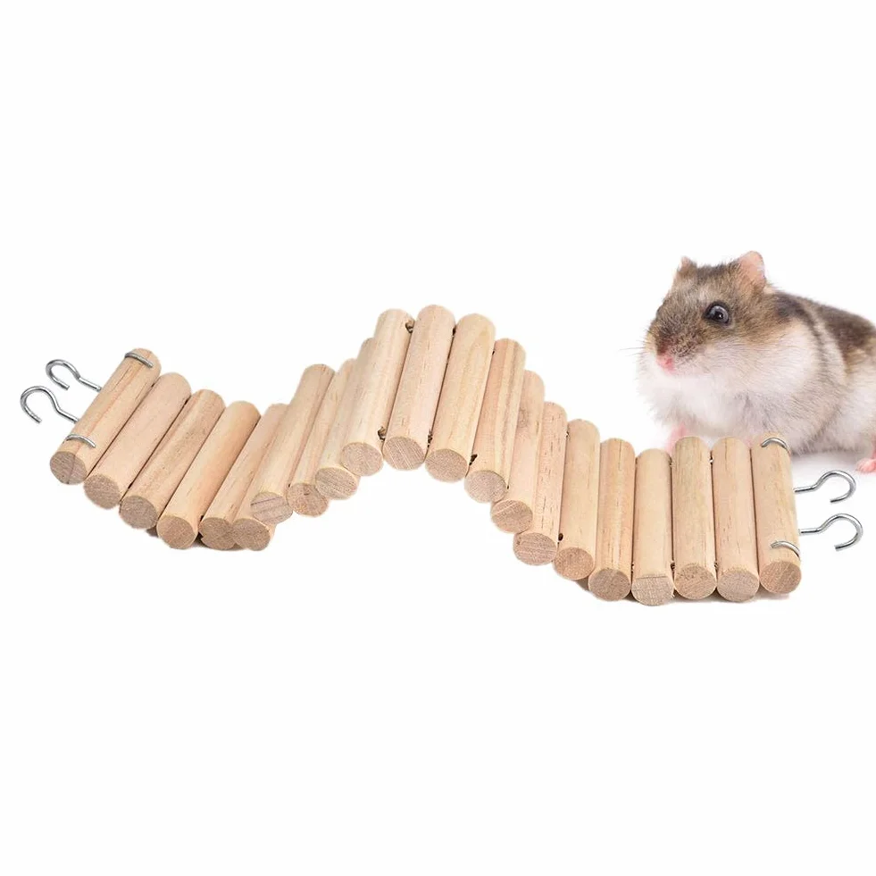 Scala in Legno per Criceti, Ponte Sospeso per Animali Domestici, Accessorio per Gabbia di Roditori