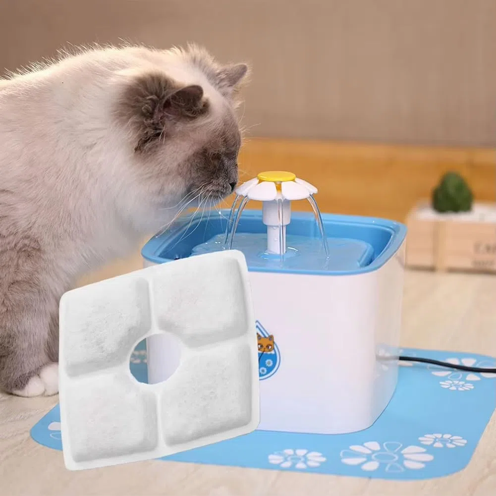 Filtro di Ricambio Tripla Filtrazione 12 Pz Filtro Quadrato 125mm per per Bere Animali Domestici Dispenser per Cani e Gatti