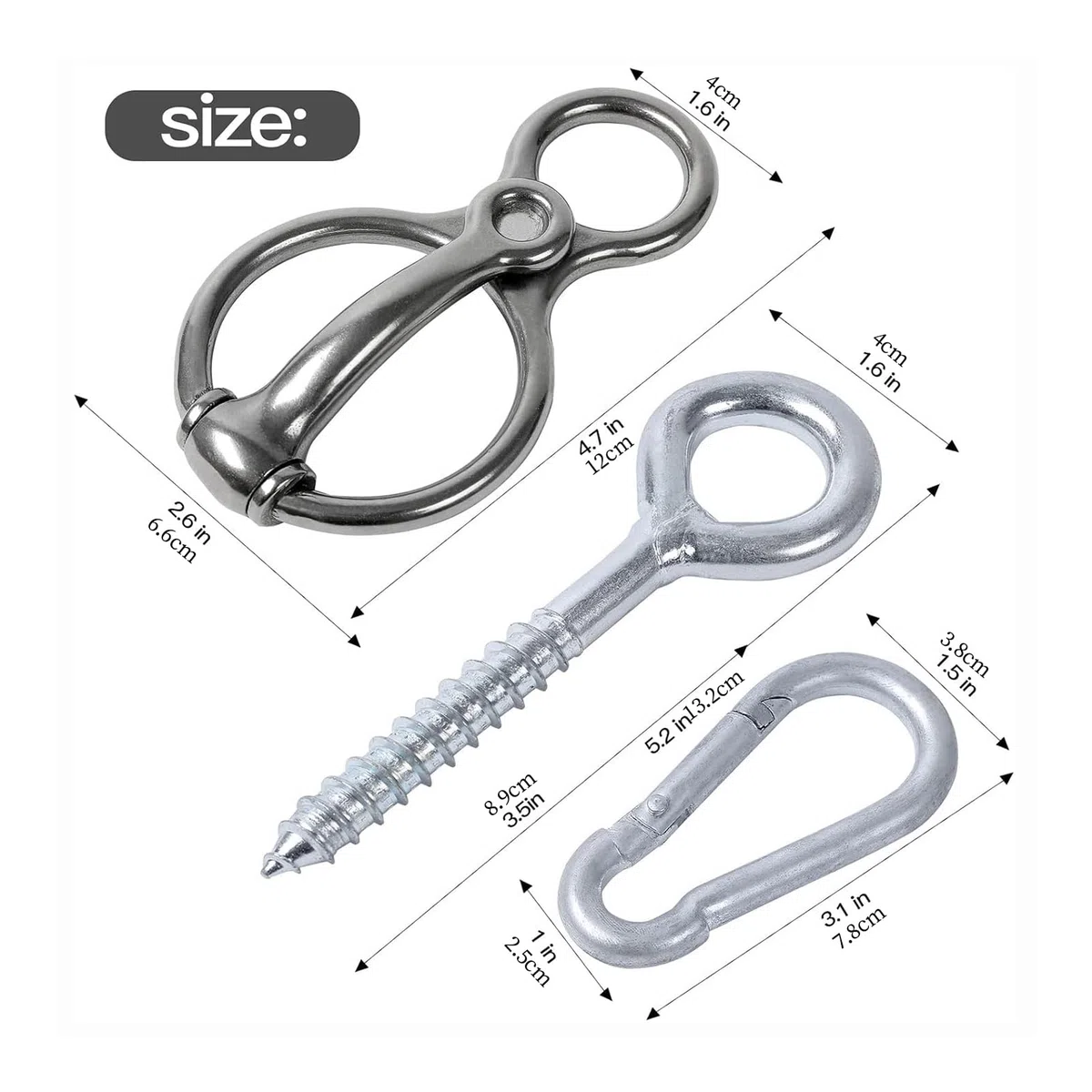 Generisch Horse Tie Ring – Accessori per stoviglie per cavalli in acciaio inox, redini sicuri e accessori per cavalli | Per stalle, maneggio, lavanderia, pascoli, percorsi d'equitazione, aree di