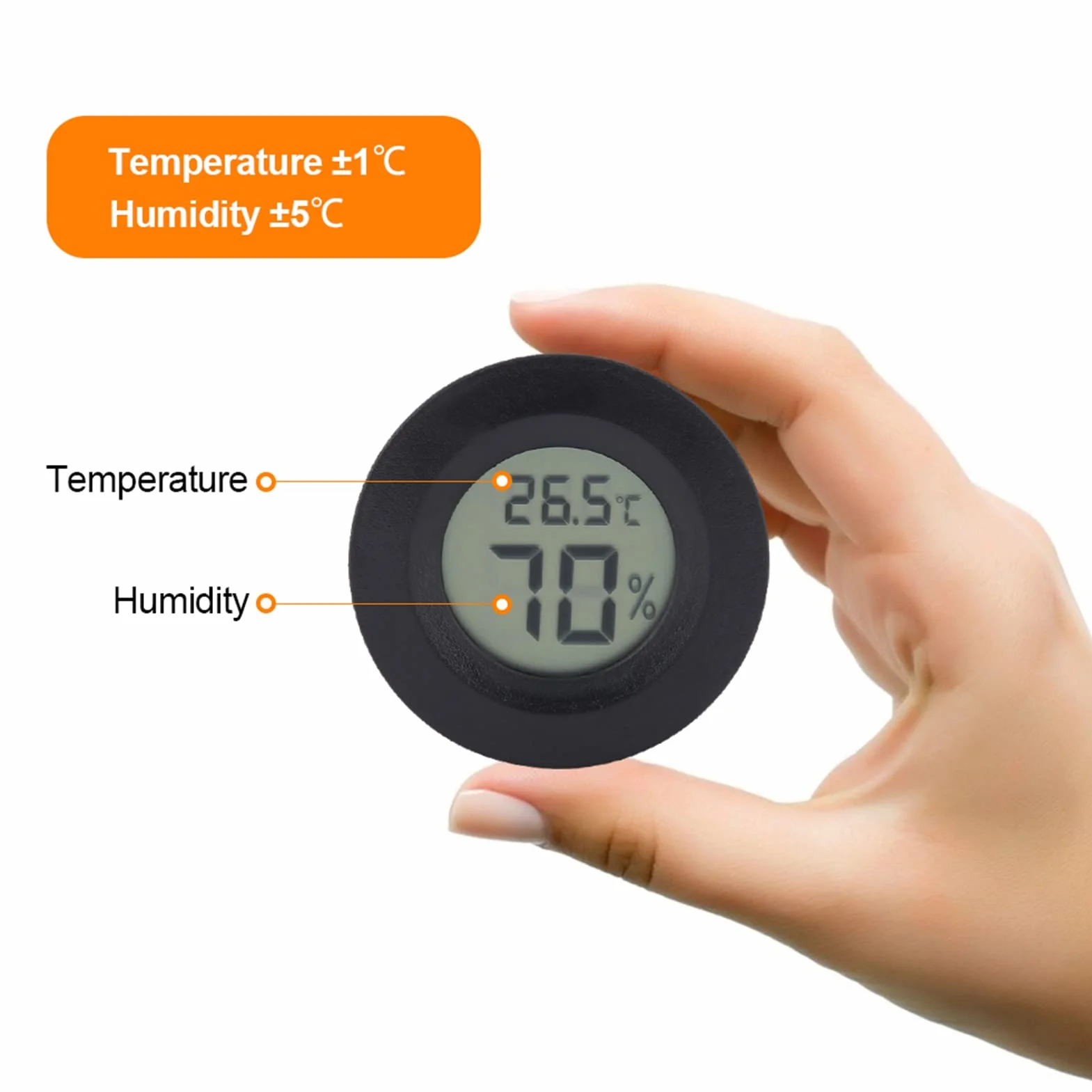 Termometro e Igrometro Digitale con Schermo LCD per Terrario Rettili Mini Forma Rotonda