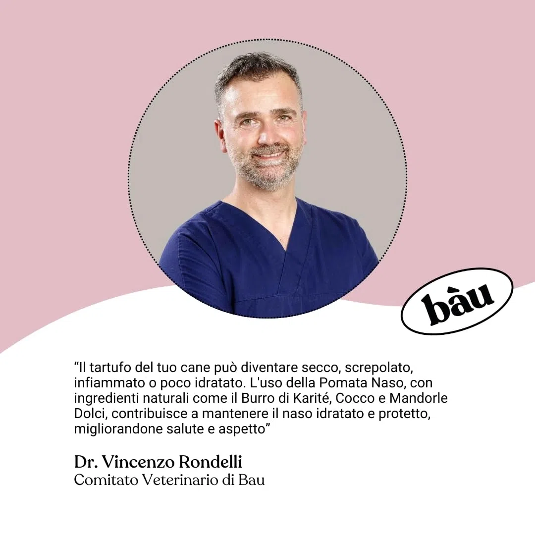 Bau Pomata Naso Cane Naturale – Balsamo per Tartufo Secco e Screpolato con Burro di Karité, Olio di Canapa Bio e Vitamina E – Trattamento Idratante e Protettivo per Uso Quotidiano