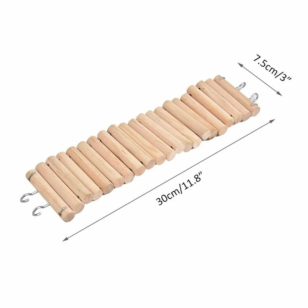 Scala in Legno per Criceti, Ponte Sospeso per Animali Domestici, Accessorio per Gabbia di Roditori