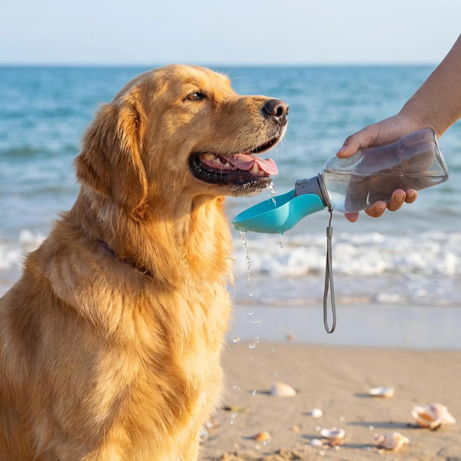 Borraccia Portatile per Cani da 800 ml - Senza BPA, con Ciotola Integrata, ideale per Passeggiate, Escursioni, Campeggio, Alpinismo e Viaggi (Blu)