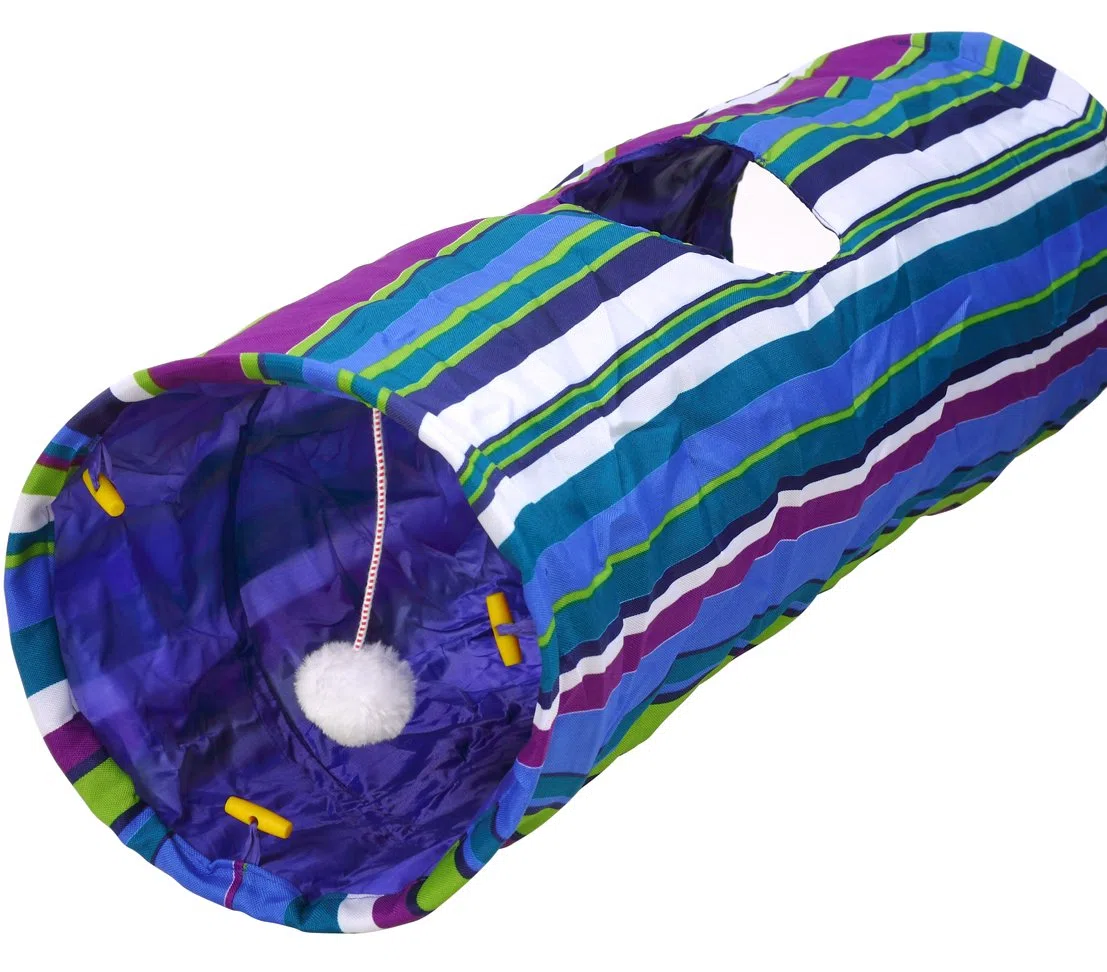 Dehner Tunnel per Gatti Color XL, Ø 25 cm, Lunghezza 90 cm, Poliestere, Blu