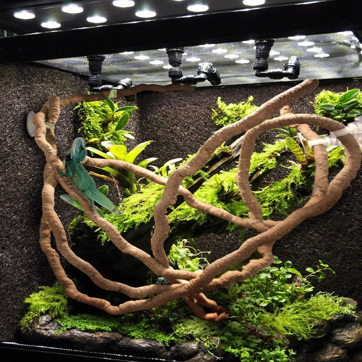 PINVNBY Amaca a forma di drago barbuto, per rettili, foglie, lucertola, habitat, accessori decorativi, rampicanti artificiali con ventose per serpenti gechi camaleonti