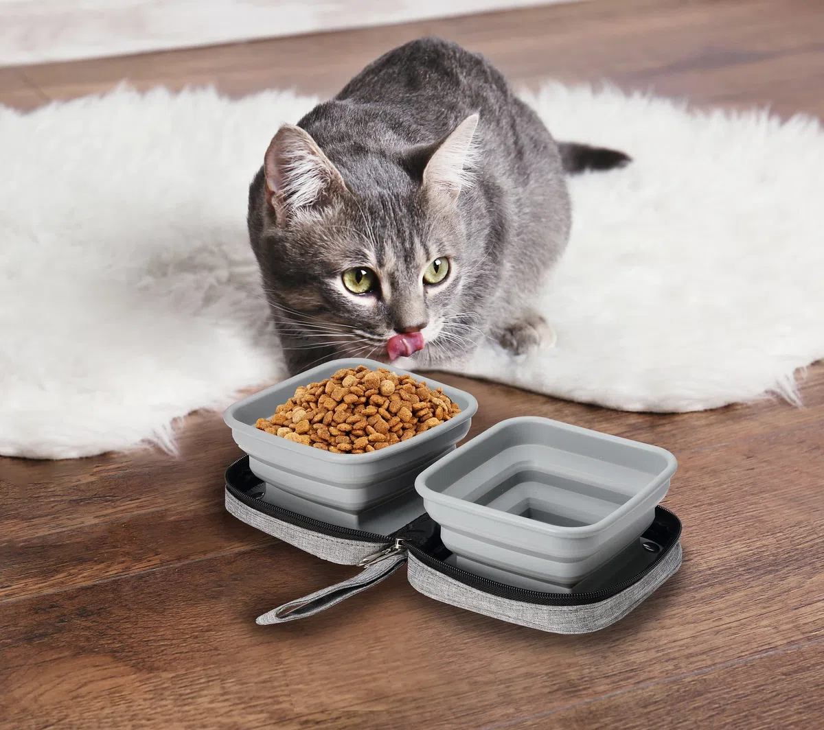 Portabowl - Eco ciotole per cani pieghevoli 2 in 1 - Ciotole da viaggio per cani di alta qualità con custodia da viaggio - Leggere e compatte - Realizzate al 100% in silicone alimentare senza BPA