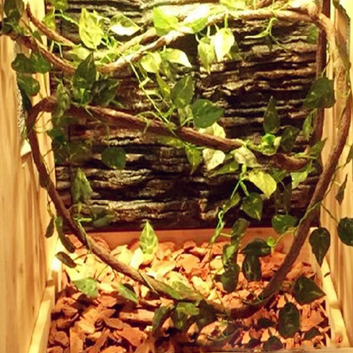 PINVNBY Amaca a forma di drago barbuto, per rettili, foglie, lucertola, habitat, accessori decorativi, rampicanti artificiali con ventose per serpenti gechi camaleonti
