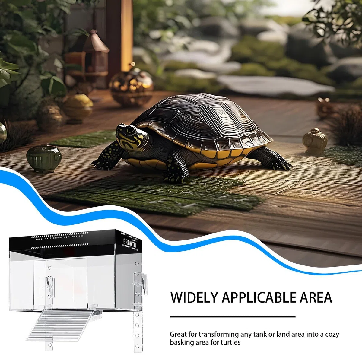 Turtle Basking Dock - Piattaforma di rettili acquatica con coperchio, habitat del recinto | Tank Turtle Turtle Resting Land per l'osservazione della terrapina, gabbia semi-acquatica per l'uso del rist
