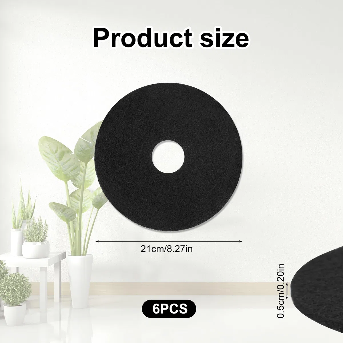 Gosknor 6 Pz Filtro a Carbone Attivo per Lettiera per Gatti, 20cm Rotondi Filtri Lettiera Gatto Antiodore Filtri di Ricambio per Lettiera per Animali Domestici per Mantenere l'Aria Fresca Casa (Nero)