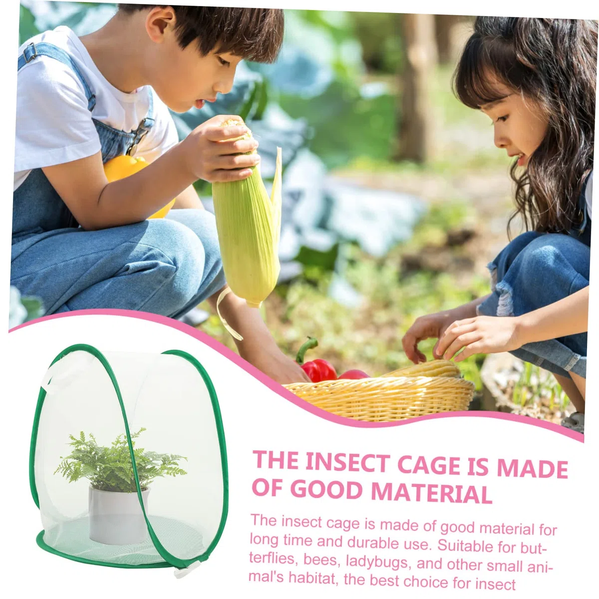 Beaupretty Gabbia per Farfalle e Insetti Pieghevole Rete Traspirante, Habitat per Bruchi e Coccinelle, Gabbia da Giardino Leggera per Osservazione Educativa all’Aperto al Chiuso