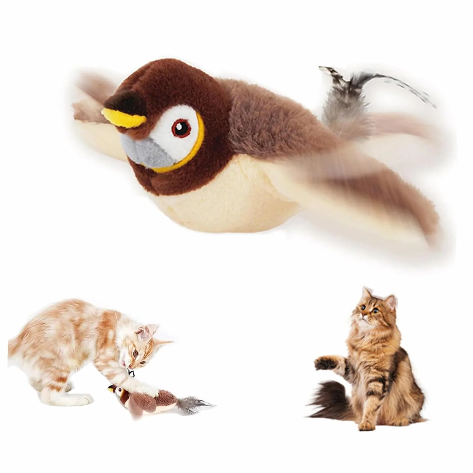 MplehDa Giocattoli Interattivi per Gatti, Uccellino per Gatti Che Vola, Flapping Bird Toy Cat, Gatto Uccellino Che Vola Giocattolo Volante Giochi Interattivi